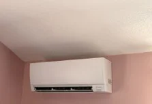 New Mitsubishi Electric Hyper-Heat outdoor unit installed by Fagundes Plumbing Heating AC Inc. in Pepperell, Massachusetts.